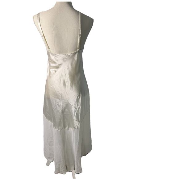 Vintage Bridal Slip Dress XL Ivory Lace Beaded Satin Nightgown No Tags - Picture 3 of 8